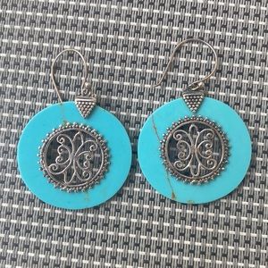 SS 925 Turquoise Filigree Earrings